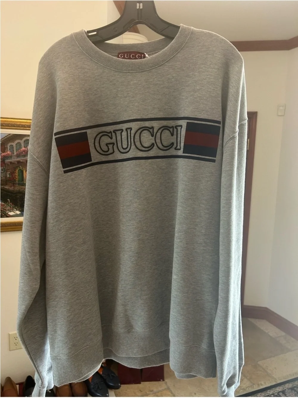 Men’s Gucci jersey cotton sweatshirt, prominent retro style embroidery size XXXL